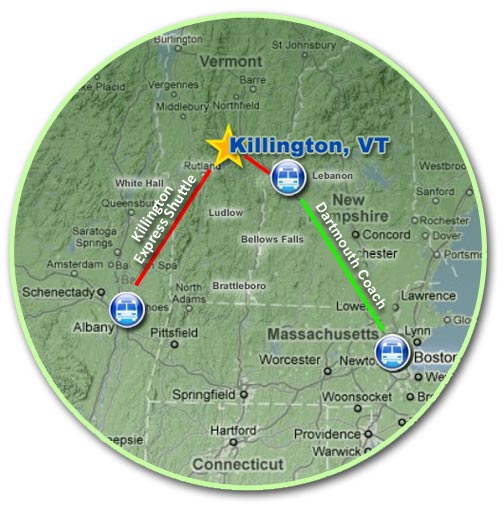 Getting to Killington by Bus Rail Service - Call Killington Express Shuttle to get you the rest of the way 802.422.9777